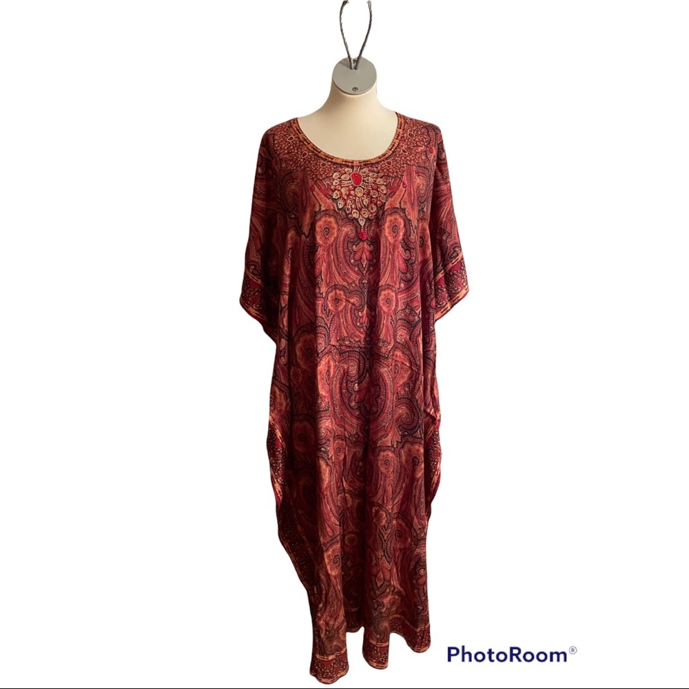 MADE IN DUBAI Paridhi by Pooja Jain Orange Gold Red Womens Beaded Jalabiya